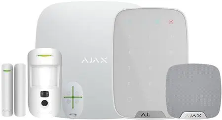 Ajax alarm kit2 med siren, kontrollpanel &amp; PIRCAM - VIT