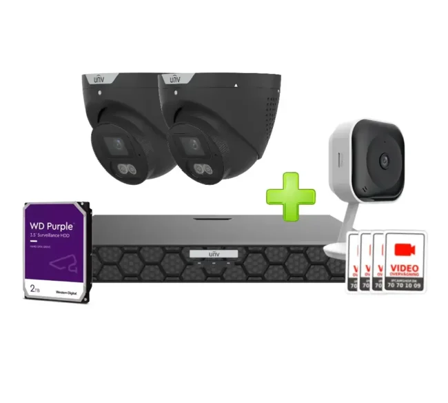 Uniview Standard overvågningspakke med 2 x 8MP kameraer - Sort