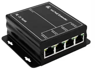 PoE-splitter 1 in / 4 ut (metallkabinett)